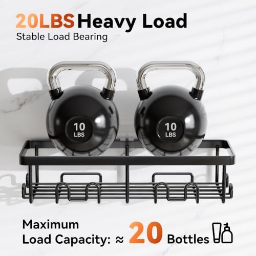 YASONIC Shower Caddy Adhesive, Rustproof Shower Organizer, Wall Shower Rack - Image 3