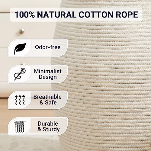 Large Laundry Hamper Basket 65L Woven Blanket Basket - Image 3