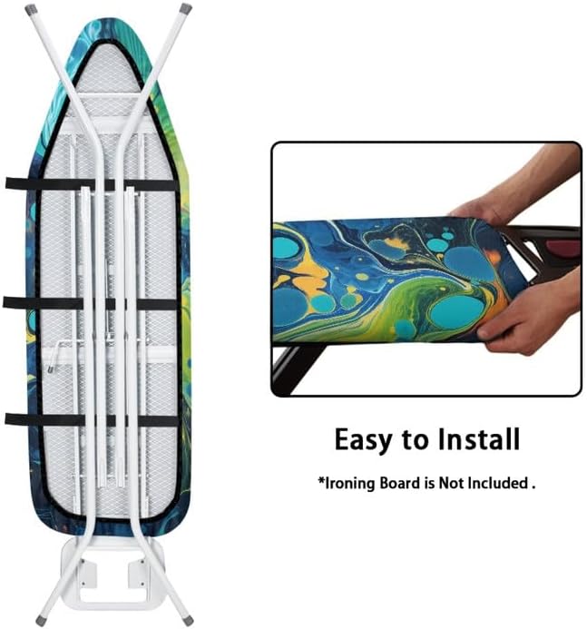 Turquoise Marble Fluid Steam Ironing Board Cover Green Blue Watercolor Splash - Image 5