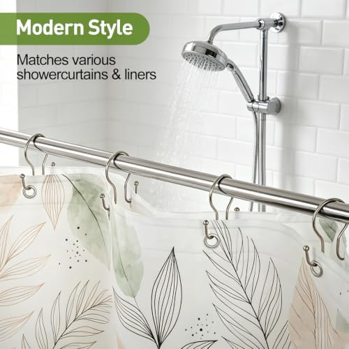 Resze 12PCS Shower Curtain Hooks, Sturdy Metal Nickel Shower Curtain Rings - Image 3