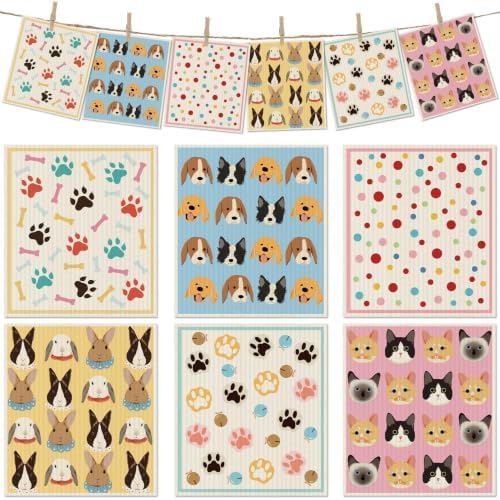 6 Pcs Swedish Paper Cloths for Kitchen, Reusable Paper Towels Washable by Revahope
