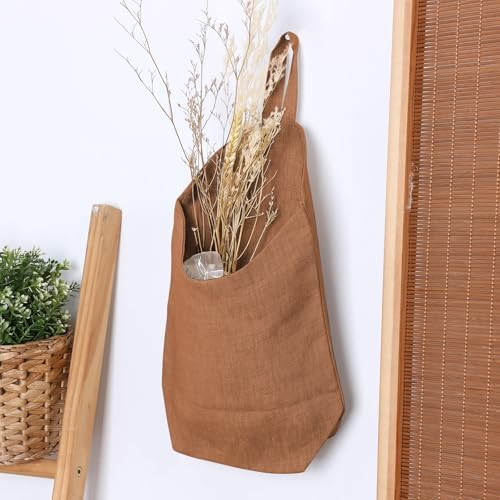 100% Linen Hanging Storage Bags Baskets 2 Pcs, Small Wall Storage Bag - Image 3