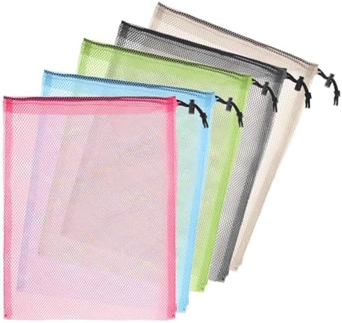 Hariendny 6 Pcs 11 x 15 Inch Nylon Mesh Drawstring Laundry Bags, Mesh Stuff - Image 7
