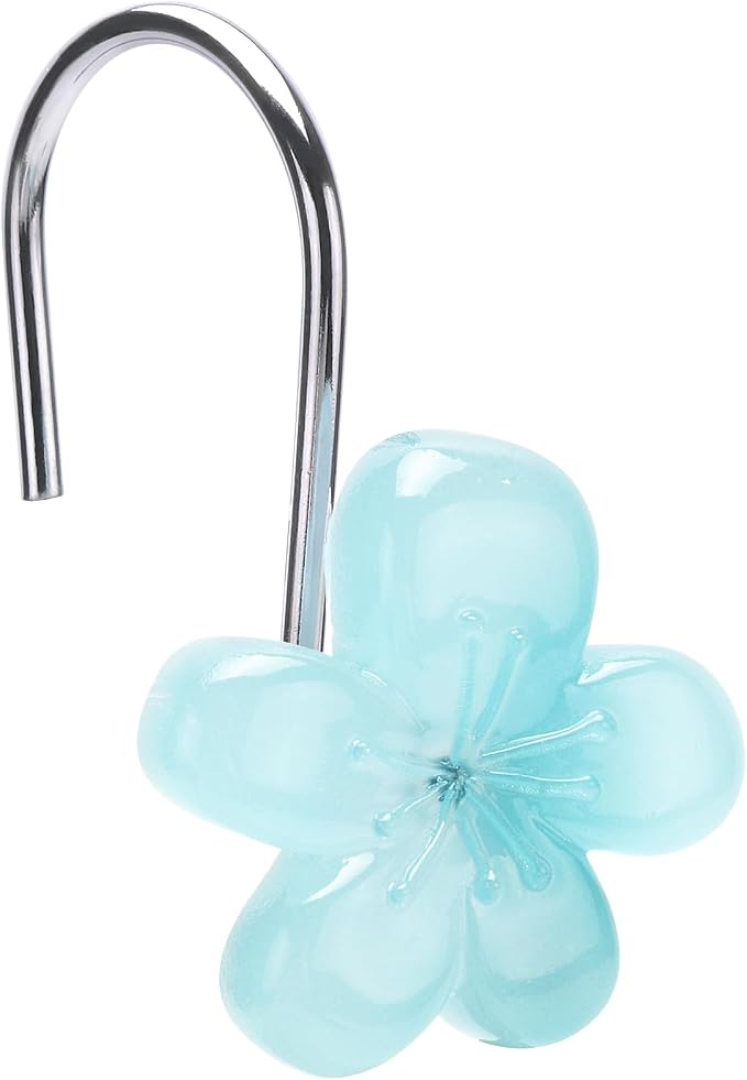 Flower Themed Shower Curtain Hooks, Glow in The Dark Bathroom Decor by SIMPLE+CLEVER+HOMES+365