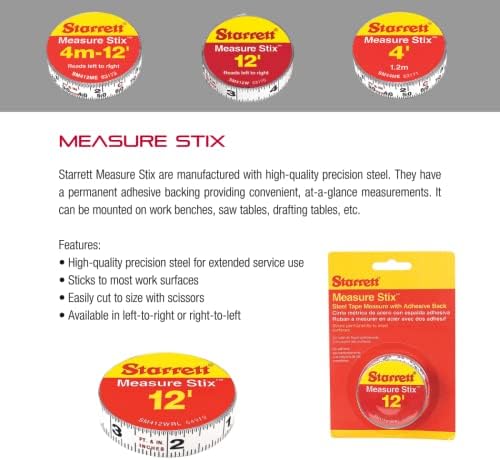 Starrett Tape Measure Stix, 1/2" x 144", S12 Style - Image 3