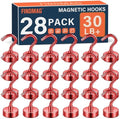 FINDMAG 28 Pack Magnet Hooks, 30LB+ Magnetic Hooks by FINDMAG