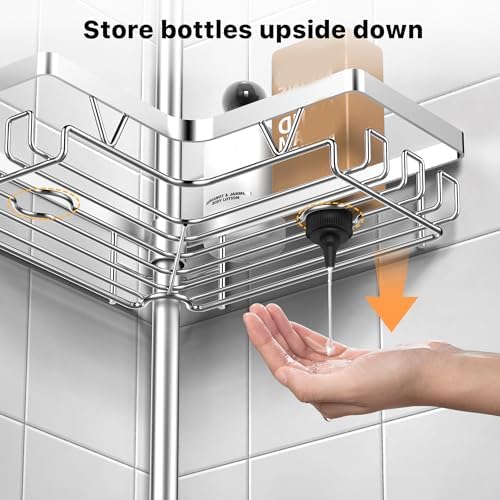 KEGII SUS304 Corner Shower Organizer, Tension Pole Bathtub Caddy - Image 5