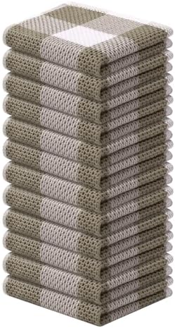 Mordimy Cotton Waffle Dish Cloths, 12 Pack, Khaki & White by Mordimy