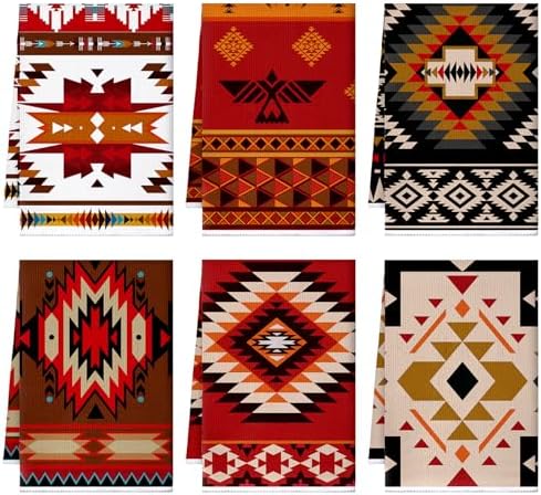 Bencailor 6 Pcs Aztec Kitchen Towels Decorative Sets Dish Towels Absorbent Fast by Bencailor
