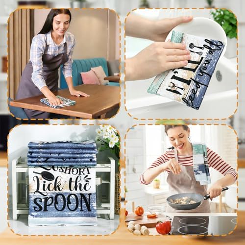 Bencailor 6 Pcs Mint Kitchen Towels Decorative Sets Dish Towels Absorbent Fast - Image 5