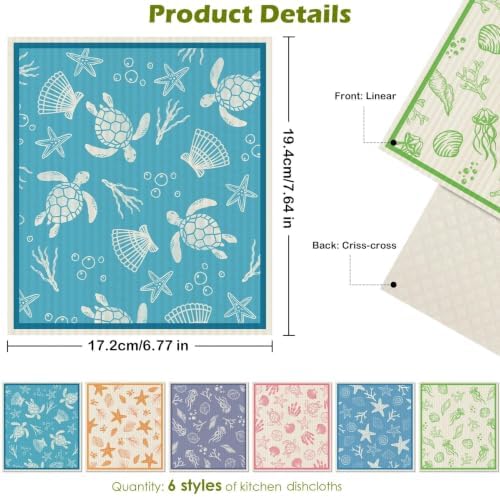 6 Pcs Swedish Paper Cloths for Kitchen, Reusable Paper Towels Washable - Image 2