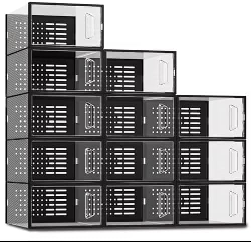 Stackable Shoe Storage Boxes, Foldable Plastic Organizer by Unknown