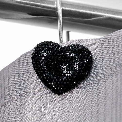 Black Bling Shower Curtain Hooks: Cute Heart Bathroom Curtain Rings - Image 2