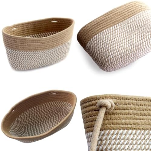 Over the Door Hanging Basket for Organizing 3 Tiers Woven Cotton Rope Wall - Image 6