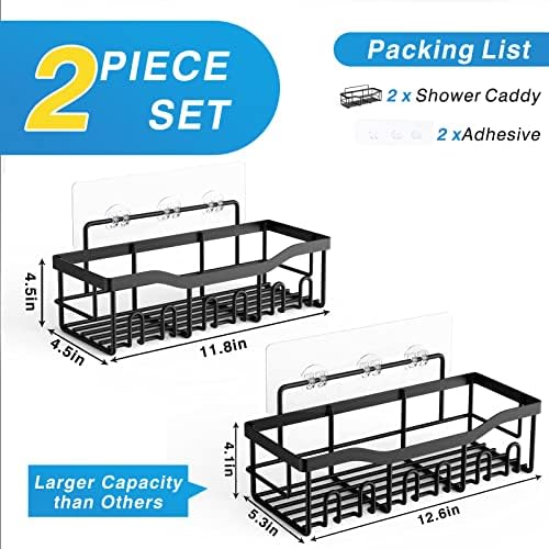 Shower Caddy 2 Pack, Adhesive Shower Organizer - Image 7