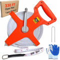 330FT Open Reel Tape Measure, 100m Fiberglass Long Tape Measure, Metal Hook by CCFREELIFE