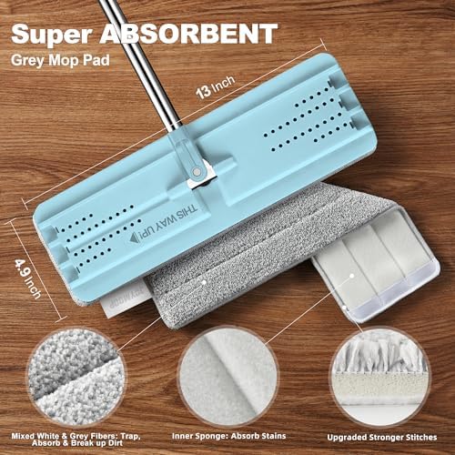 JOYMOOP Flat Mop System, Microfiber Floor Cleaning Tool, Pale Aqua, Includes - Image 2