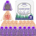 16 Pack Lavender Sachet Bags & Cedar Chips Set Real Dried Lavenders Flowers by Oning