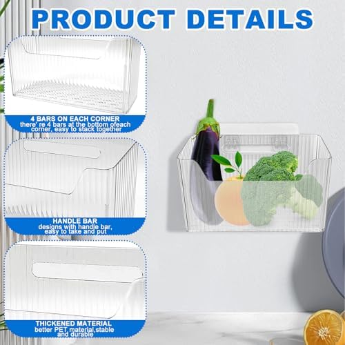 6Pcs Storage Organizer Bins Wall Mounted Organizer Basket Large Size Clear - Image 3
