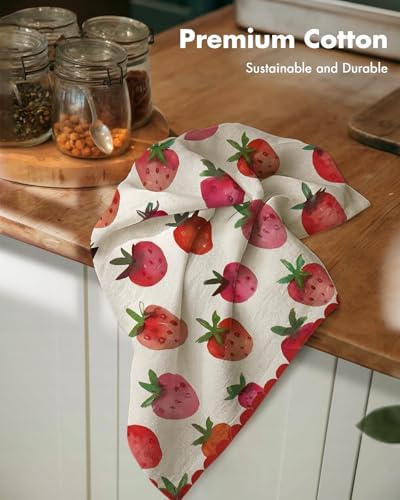 Miss Adola Flour Sack Kitchen Towels Set of 2, Strawberry - Image 2
