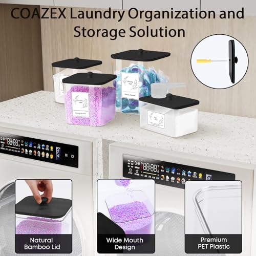 COAZEX 4 Pack Clear Laundry Pods Container & Dryer Sheet Holder - Image 3