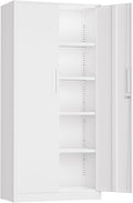Oakmont Metal Storage Cabinet for Tool Organization, 72" Lockable Garage Storage Cabinets with 2 Doors and 4 Adjustable Shelves, Locking File Cabinet for Office, Home, School (72“ Standard-White)