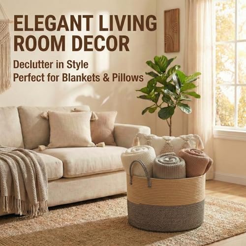 JMvicyroam 115L Extra Large Machine Washable Cotton Rope Blanket Basket - Image 2