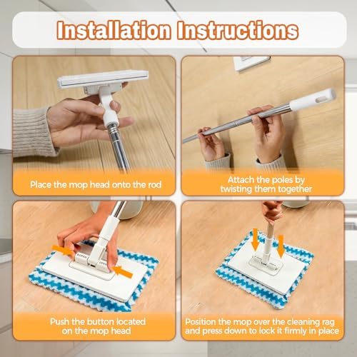 Hands Free Flat Disposable Lazy Mop, Snap Grip Mini Mop - Image 7