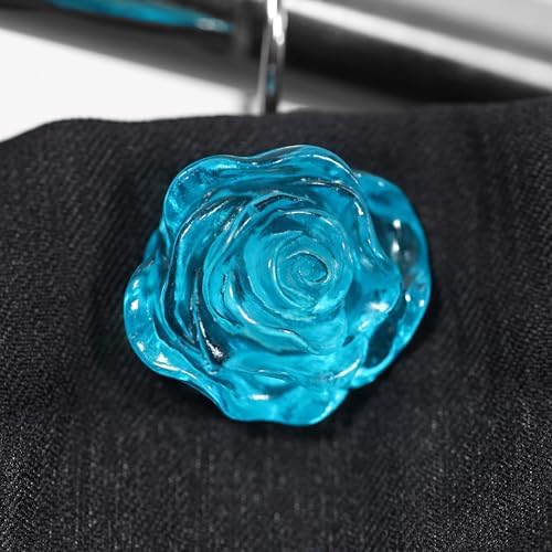 Teal Blue Rose Shower Curtain Hooks: Turquoise Aqua Flower Rings - Image 3