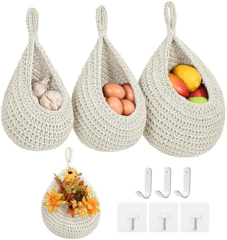 Boho Wall Hanging Fruit Baskets by INJORAN