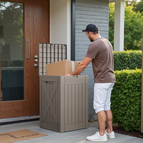 Greesum 52 Gallon Large Outdoor Package Delivery Box, Light Coffee - Image 6