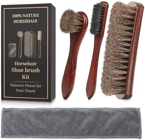 4PCS 100% Horse Hair Brush for Leather Shoe Brush Cleaning Boot Care Horse Hair by Unknown