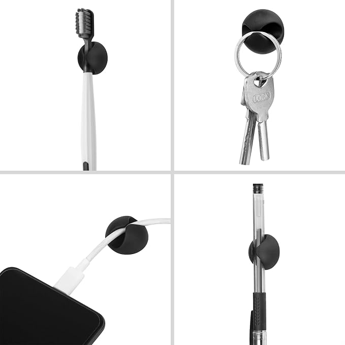 12PCS Black Adhesive Cable Clips Cord Organizer - Image 6