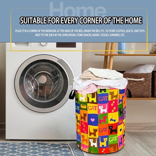 Cute Cat Laundry Basket Funny Pet Foldable Waterproof Oxford Cloth Tote Bag - Image 7