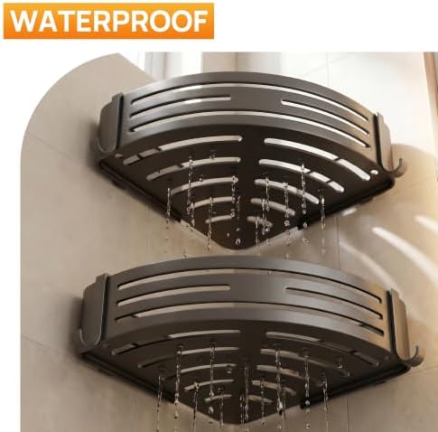 Gun Grey Adhesive Corner Shower Caddy 2-Pack, Triangular Shelves - Image 4