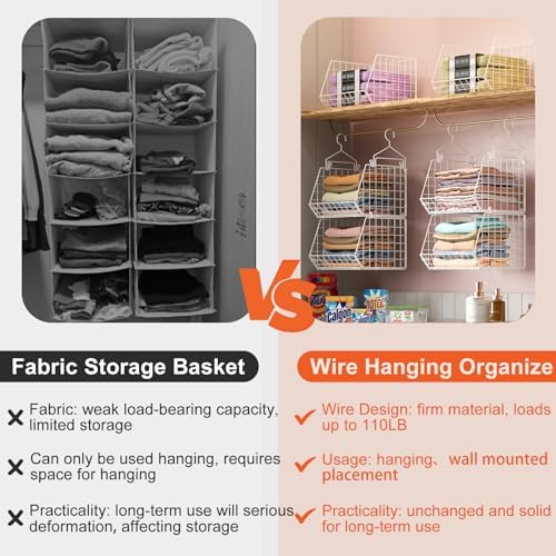 X-cosrack 6 Tier Closet Hanging Organizer, Clothes Hanging Shelves - Image 5