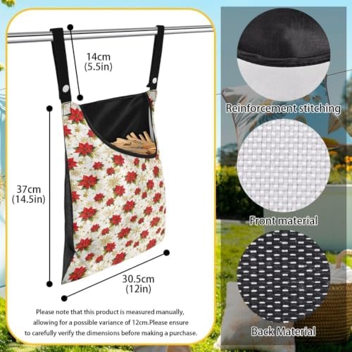 Red Floral Clothes Pin Storage Bag, Heavy Duty Hanging Holder - Image 6