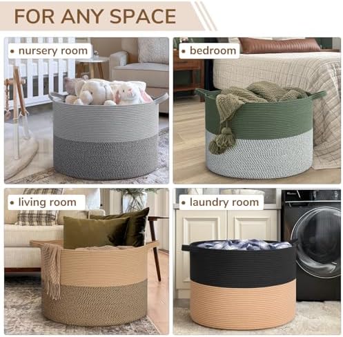 INDRESSME 115L Extra Large Woven Wicker Blanket Basket Living Room - Image 4