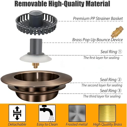 Anlige Kitchen Sink Drain Strainer, 3 in 1 Pop Up Kitchen Sink Stopper - Image 6