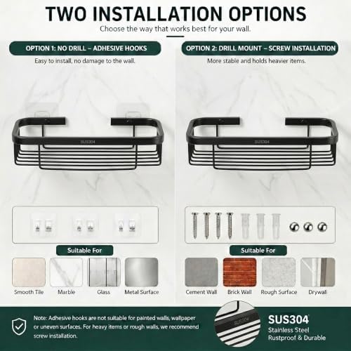 Corner Shower Caddy, 201 Stainless Steel Bathroom Shelf Organizer, Wall Mounted - Image 6