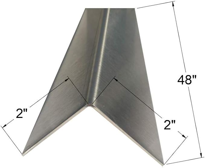 Brushed 304 Stainless Steel Corner Guards, 48" Wall Protectors, 20ga & 16ga, Available in 1/2" to 4", Multi-Pack Options (1, 2, 5, or 10) (1, 2 x 2, 16ga, No Hug Edges)