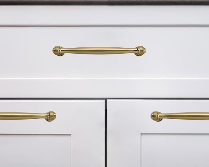 khtumeware 2 Pack 3 Inch(76mm) Brushed Brass Cabinet Pulls Satin Brass Kitchen Cabinet Handles Kitchen Cabinet Hardware for Cupboard Drawer Handles Dresser Pulls