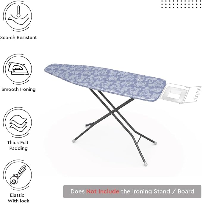 Encasa XO Padded Ironing Board Cover and Pad 54"x15" Blue - Image 4