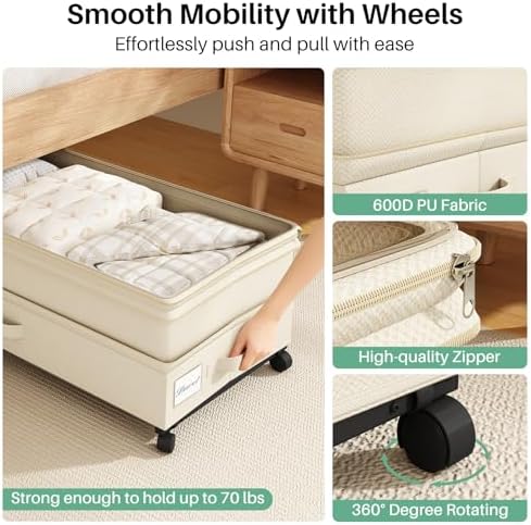 Kitstorack 2Pack Height-adjustable Under Bed Storage - Image 4