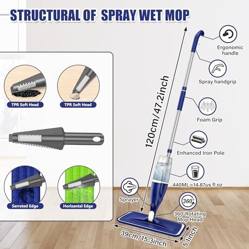 Microfiber Spray Mops for Floors Cleaning: Wet Dry Mop Hardwood Floor Mops - Image 6