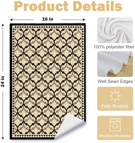 Beige and Brown Moroccan Kitchen Towels, Boho Abstract Dish Tea Towels - Image 6