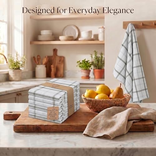 Urban Villa Kitchen Towels Cotton Dish Towels 20”x30” Tiny Checks - Image 5