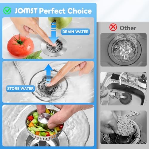 3-in-1 Stainless Steel Kitchen Sink Drain Strainer, JOMST Kitchen Gadget – Fast - Image 2