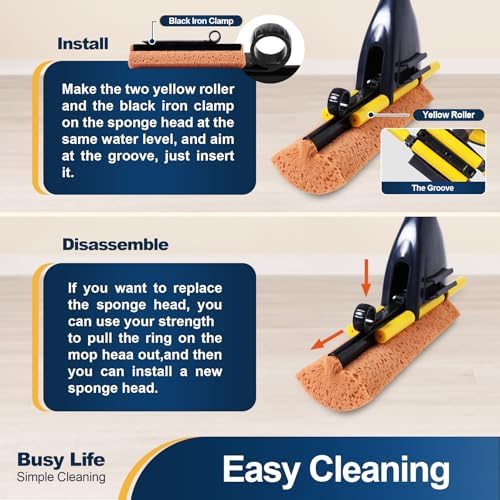 Yocada Sponge Mop Home Commercial Use Tile Floor Bathroom Garage Cleaning - Image 2