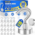 Grtard 20 Pack Silver Magnetic Hooks Heavy Duty, 30LBS Strong Magnet Hooks by Grtard